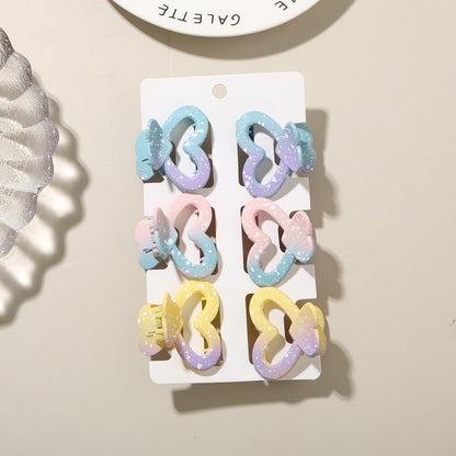 Beau - 6 Piece Heart Design Claw Hair Clips Set
