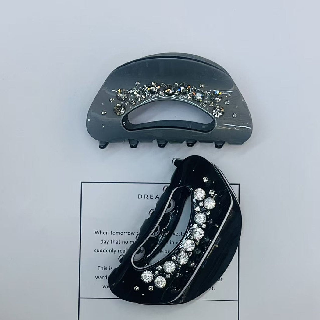 Beau - Modern Oval Rhinestone Accent Hair Claw Clip