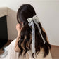 Beau - Beaded Bow Lace Ribbon Long Tail Hair Clip