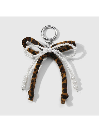 Keypus - Y2K Style Beaded Bow Pendant Alloy Keychain