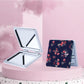 Mirroray - Floral Print PU Cover Folding Makeup Mirror