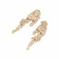 Earedge - Plated Leaf Tassel Statement Drop Earrings