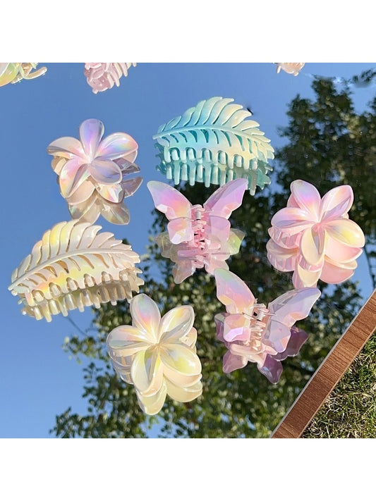 Beau - Gradient Plastic Flower Design Claw Clip