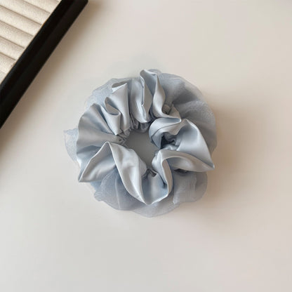 Gifty - Ruffled Mesh Satin Double-Layer Scrunchie