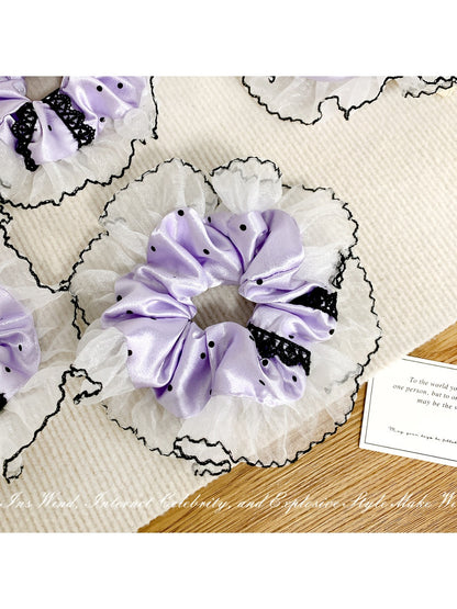 Gifty - Purple Lace Polka Dot Hair Ties