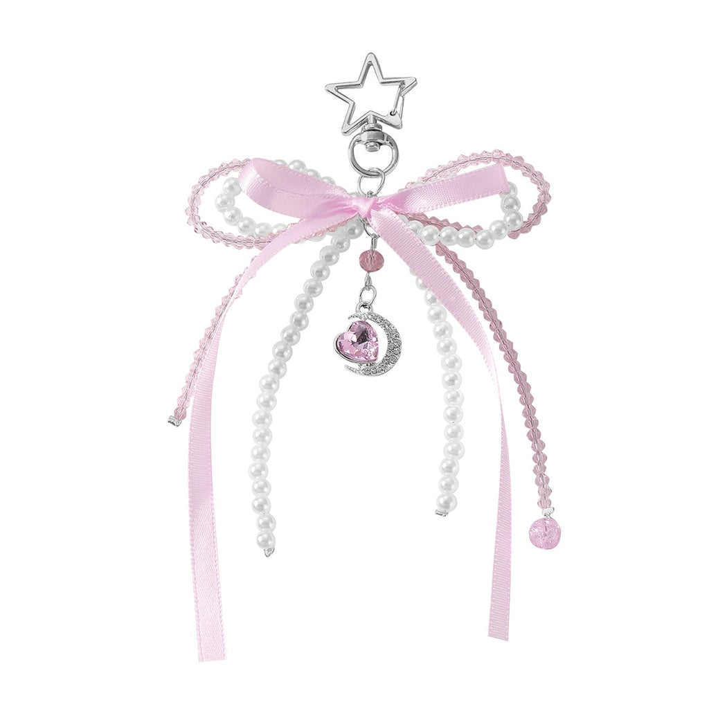 Keypus - Sweet Beaded Bow Star and Moon Keychain