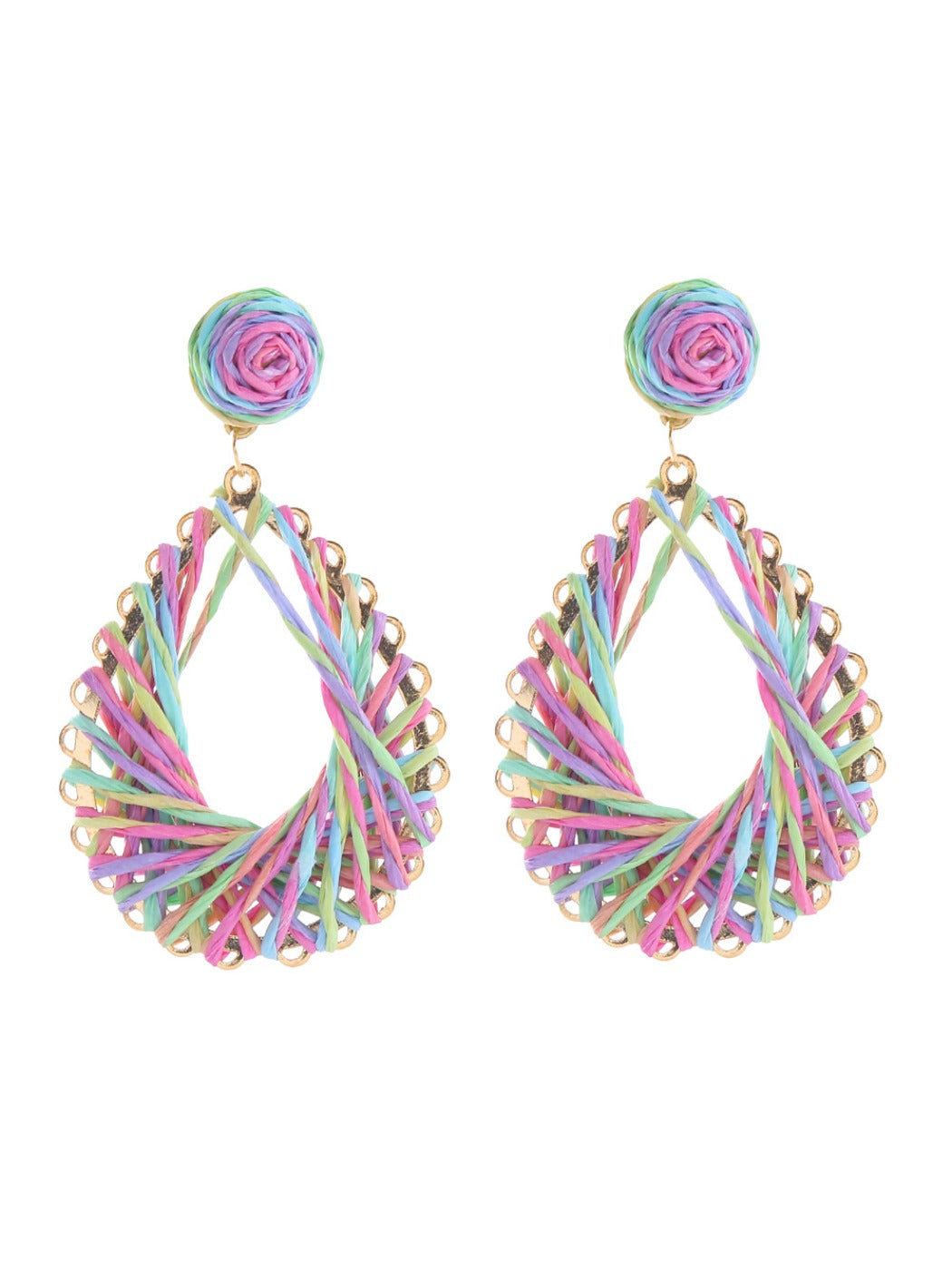 Side view of Earedge woven drop earrings showing intricate hollow design