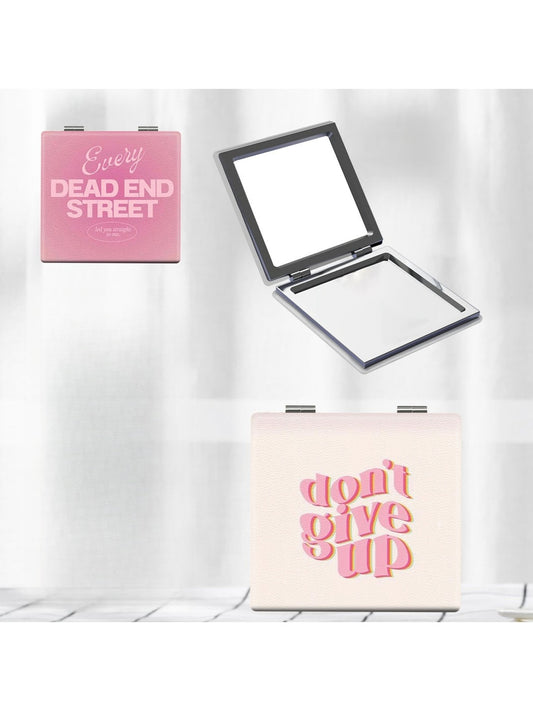 Mirroray - Foldable Slogan Print Compact Vanity Mirror