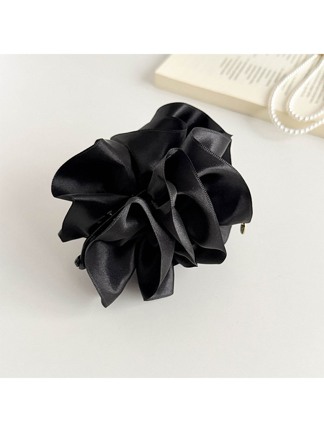 Beau - Pleated Satin Finish Flower Bud Banana Clip