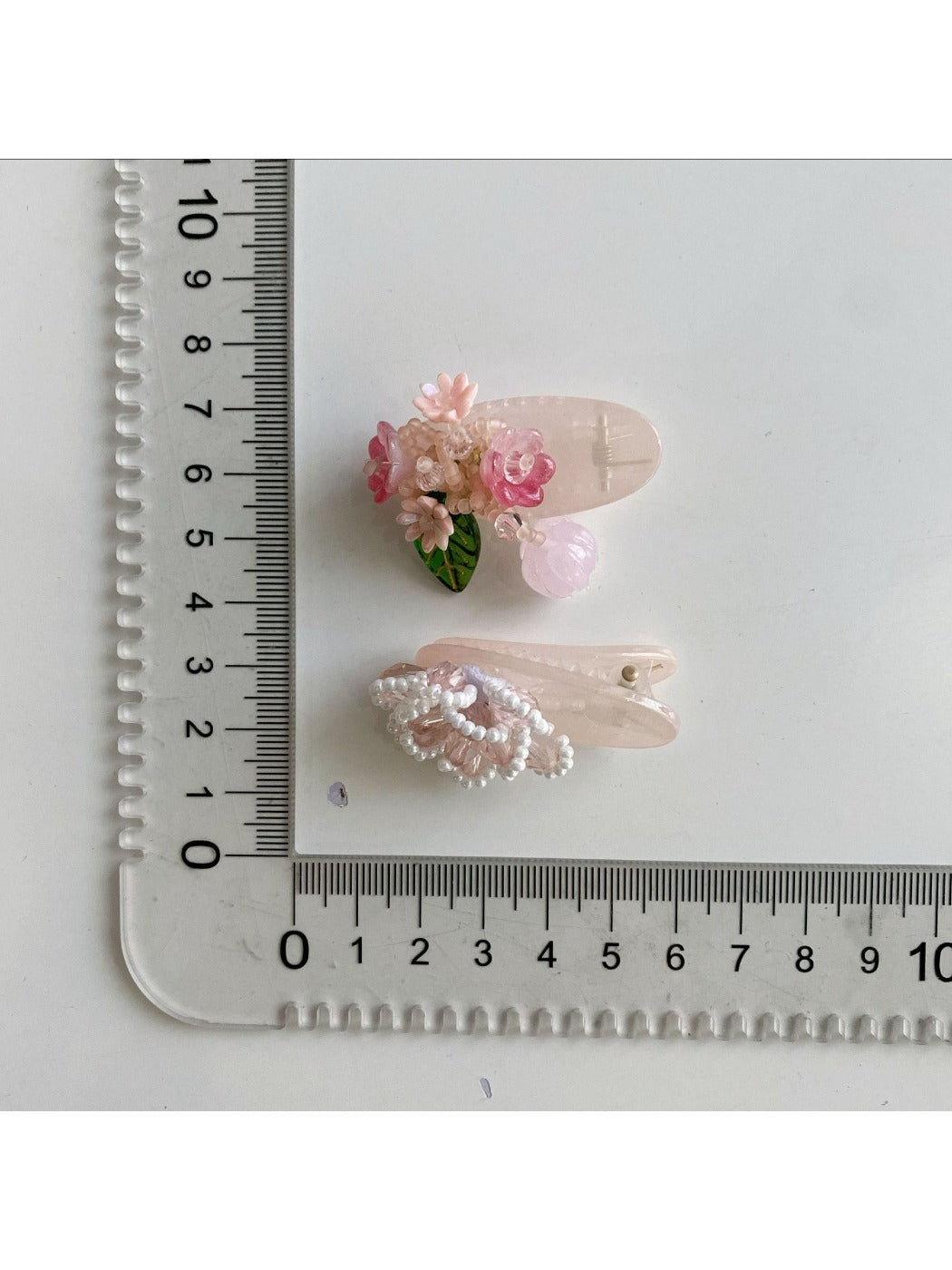 Beau - Pink Beaded Flower Hair Clip