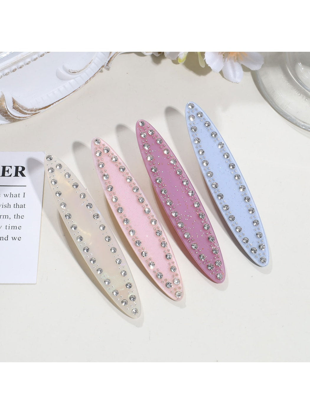 Beau - Rhinestone Acrylic Side Fringe Hair Clip