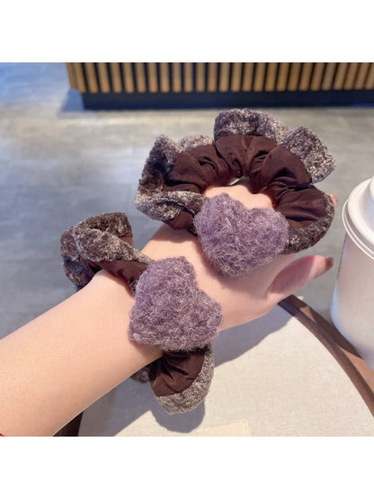 Gifty - Color Block Heart-pattern Scrunchie