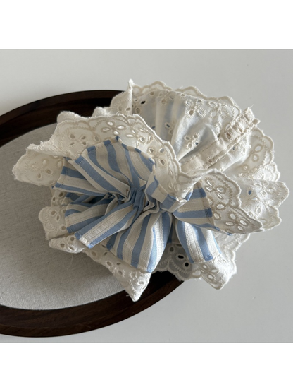 Gifty - Striped Lace Double Layer Hair Scrunchie