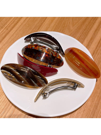 Beau - Simple Acetate Fiber Alloy Oval French Barrette