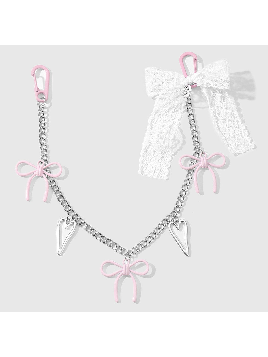Keypus - Y2K Bow Heart Star Lace Bag Charm Keychain