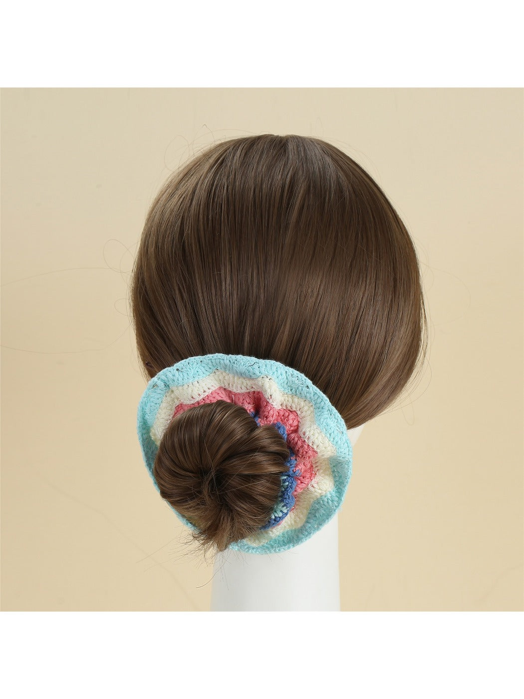 Top view of the scrunchie displaying its circular shape and fabric folds