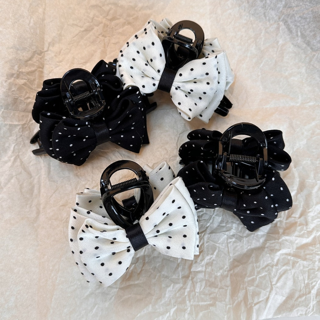 Beau - Polka Dot Bow Plastic Claw Clip