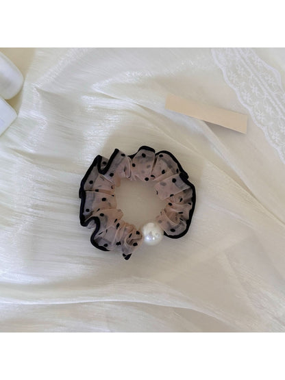 Gifty - Polka Dot Mesh Ruffle Polyester Scrunchie