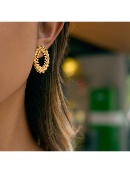Earedge - Leaf O-Shaped Ear Studs