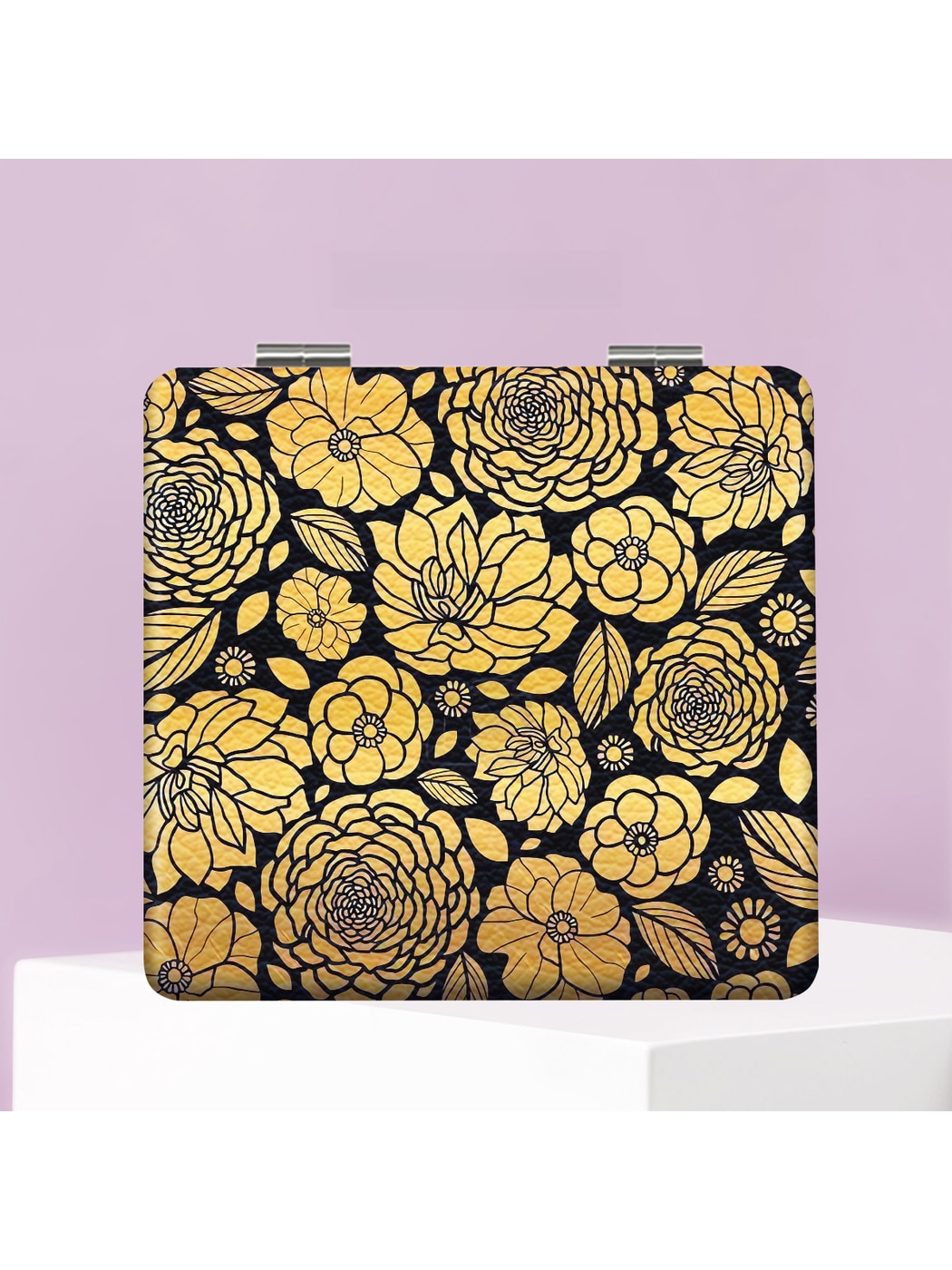 Mirroray - Decorative Flower Print Travel Vanity Mirror