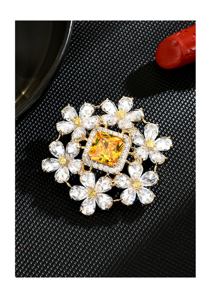 Brovia - Refined Flower Accent Alloy Brooch Pin