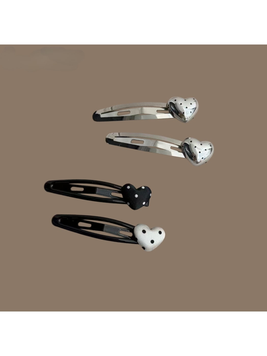 Beau - Heart Polka Dot Side Bangs Hair Clip