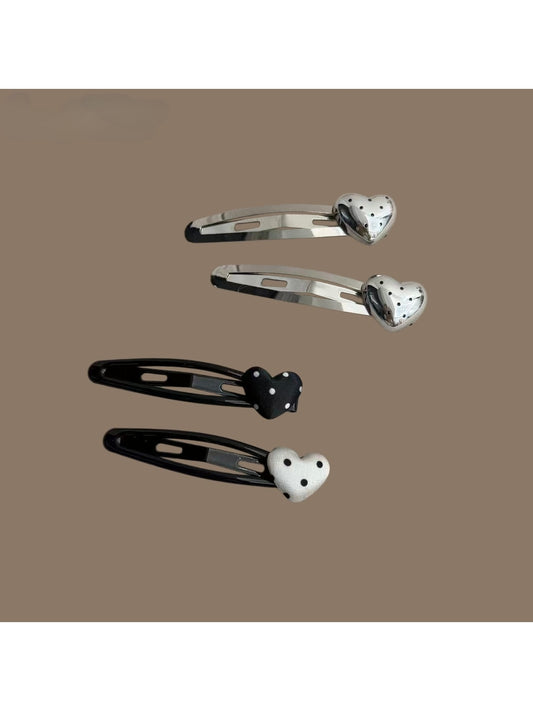 Beau - Heart Polka Dot Side Bangs Hair Clip