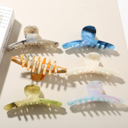 Beau - Glossy Marbled Wide Arc Hair Claw Clip