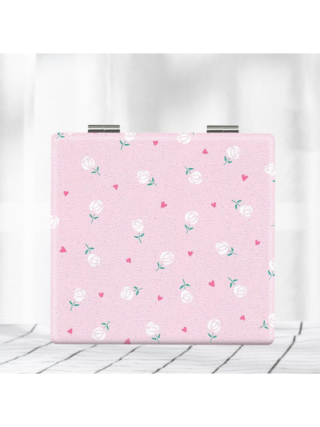 Mirroray - Square Floral Pattern Portable Makeup Mirror