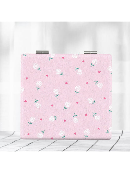 Mirroray - Square Floral Pattern Portable Makeup Mirror