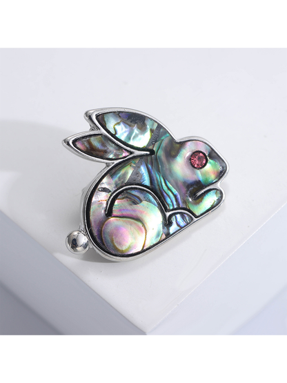 Brovia - Rhinestone Rabbit Animal Alloy Brooch Pin