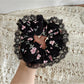 Gifty - Floral Print Lace Trim Elastic Scrunchie