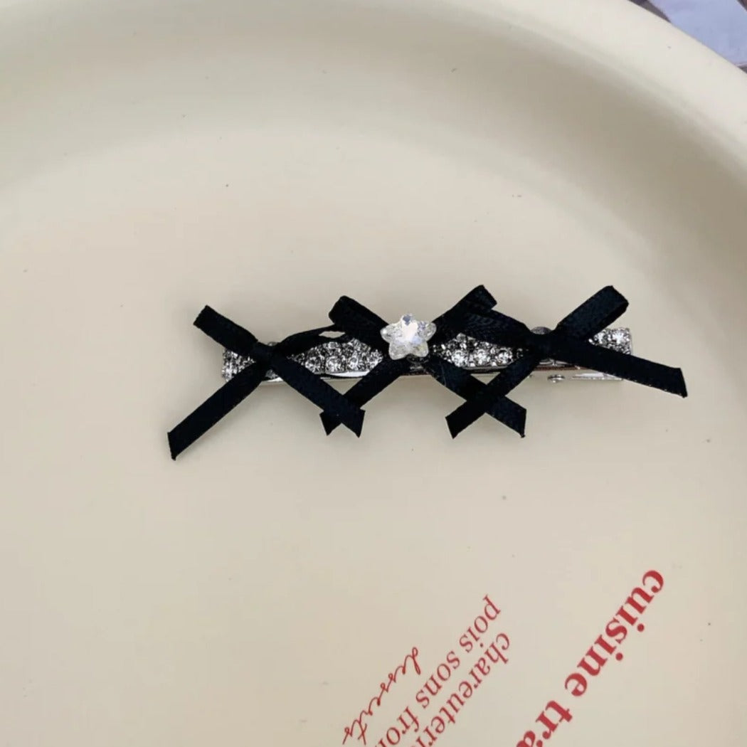 Beau - Triple-Bow Flower Decorated Alligator Hair Clip