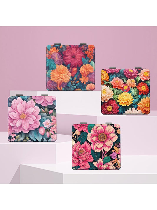 Mirroray - Floral Print Foldable Touch-Up Mirror