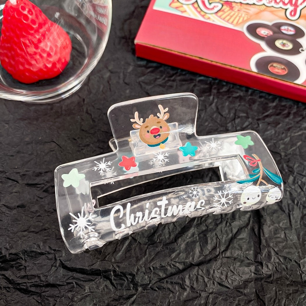 Beau - Christmas Theme Print Openwork Claw Clip