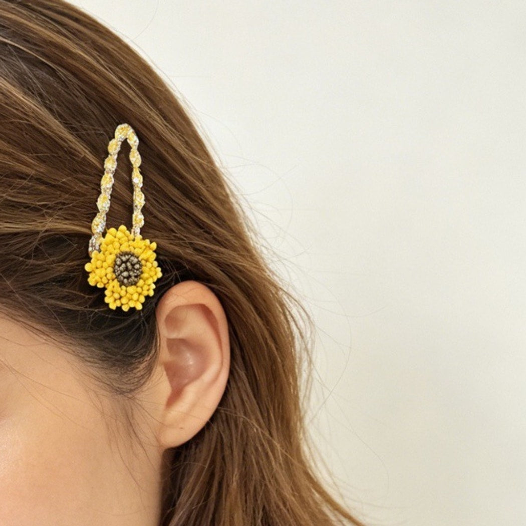Beau - Sparkly Sunflower and Bear Hair Clip