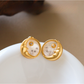 Earedge - Geometric Moon Detail Alloy Earrings