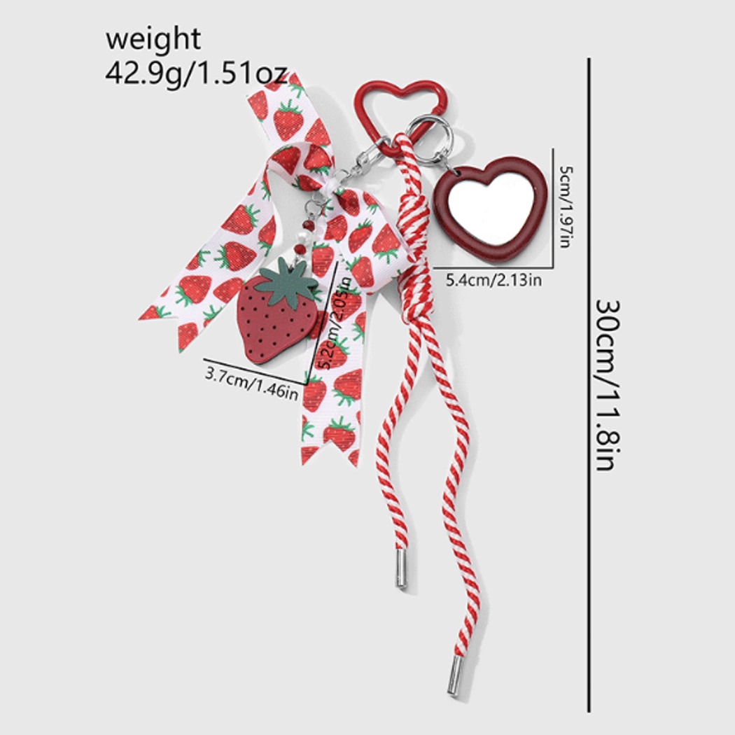 Keypus - Sweet Strawberry Bow Mirror Keychain