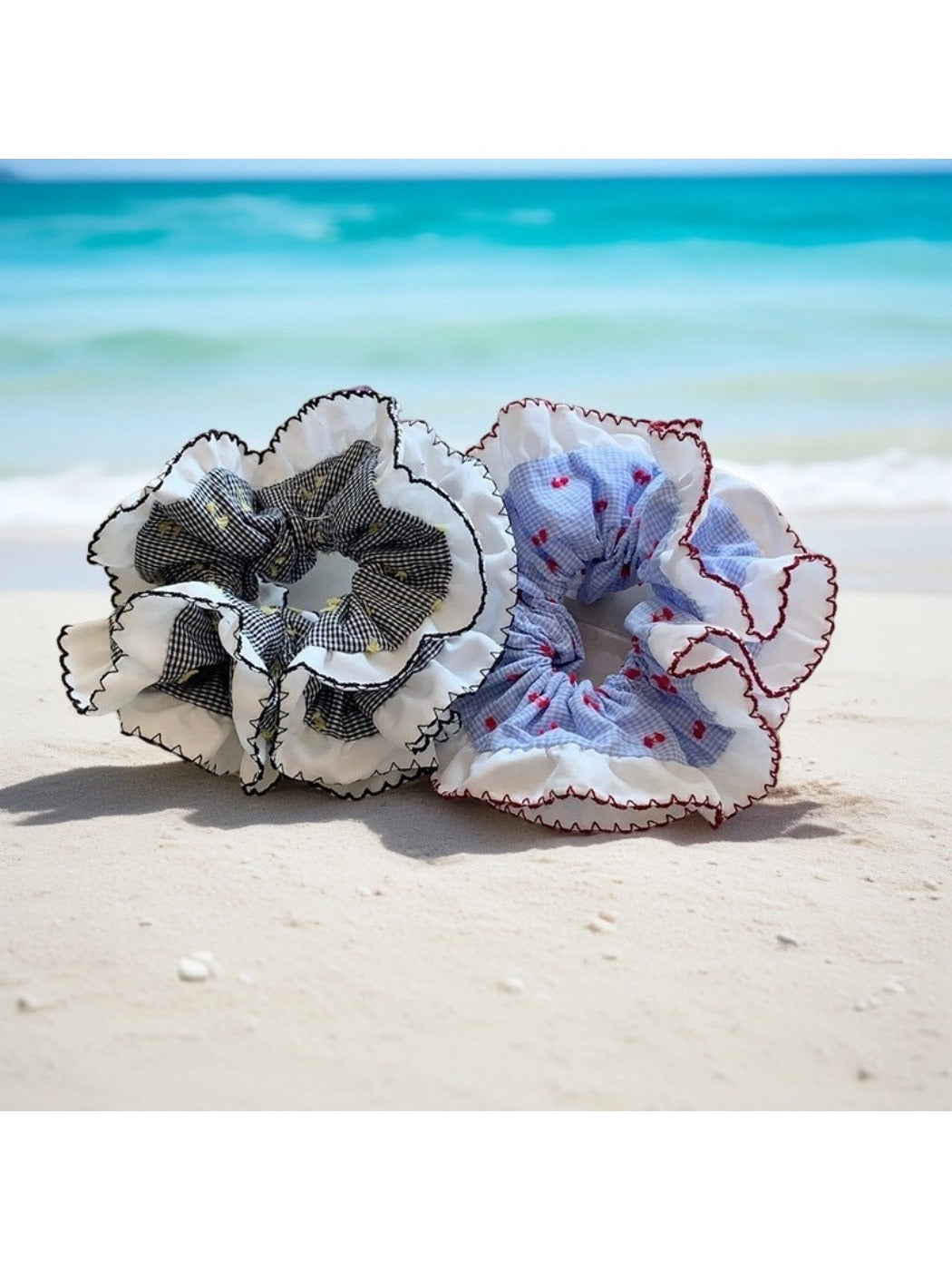Gifty - Double-Layer Ruffled Gingham Scrunchie