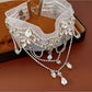 Nozari - Rhinestone Teardrop Chiffon Chain Necklace