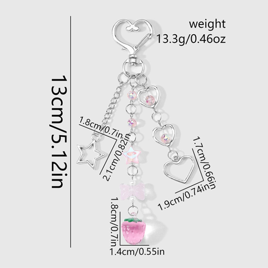 Keypus - Pink Bow Accent Beaded Keychain