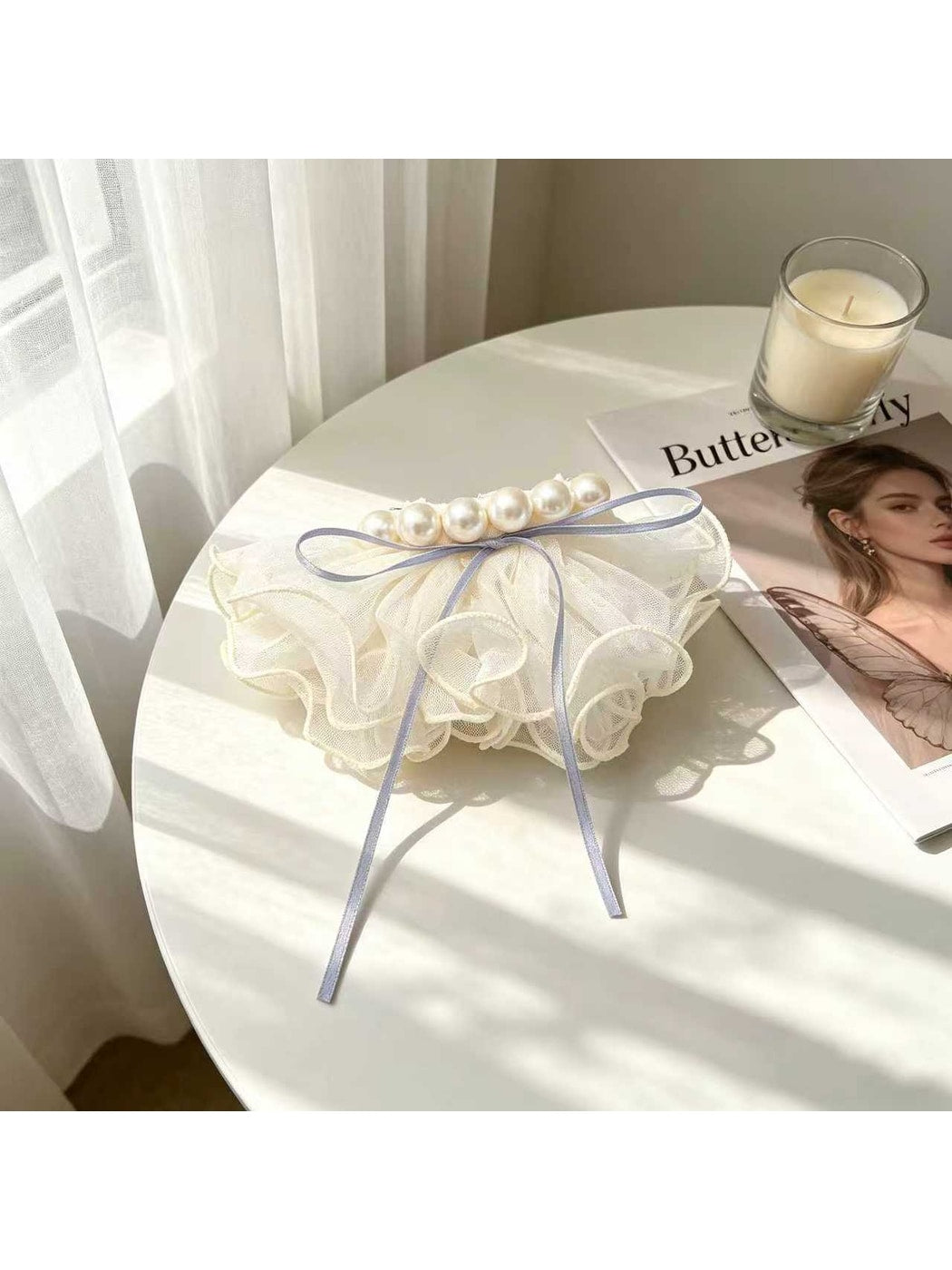 Beau - Pleated Mesh Bow Decorative Spring Hair Clip