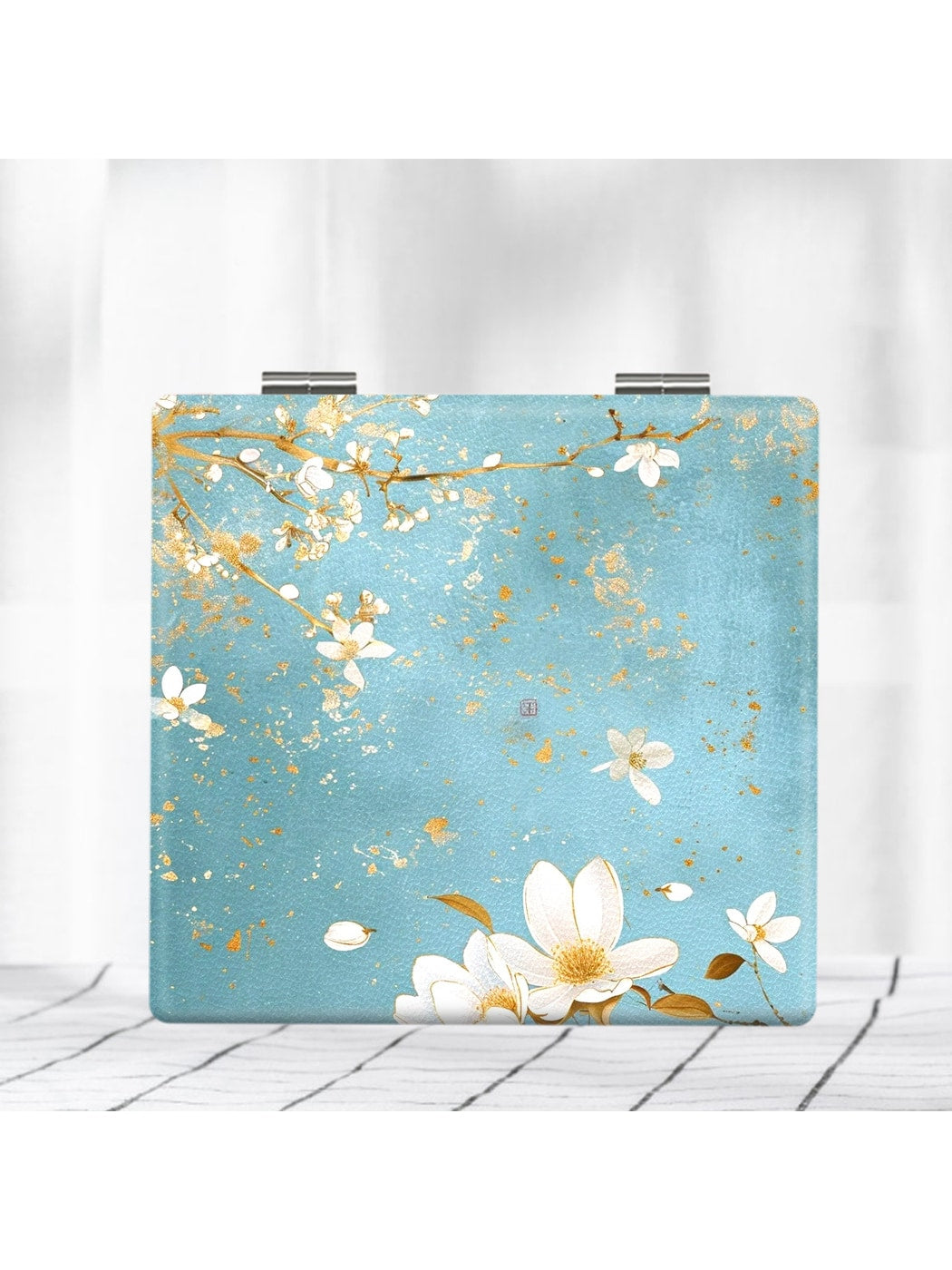 Mirroray - Floral Print Foldable Glass Compact Mirror