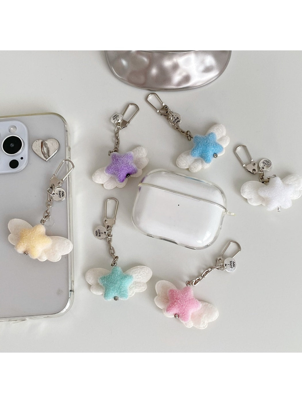Keypus - Flocked Angel Wing Five-Point Star Keychain