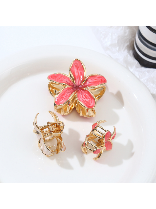 Beau - Flower Petal Alloy Resin Claw Hair Clip