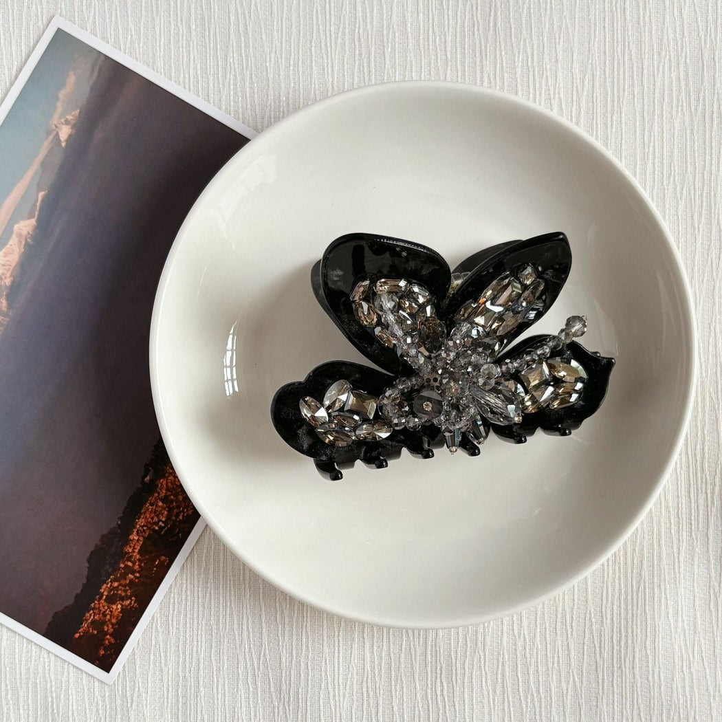 Beau - Glossy Beaded Butterfly Form Acetate Claw Clip