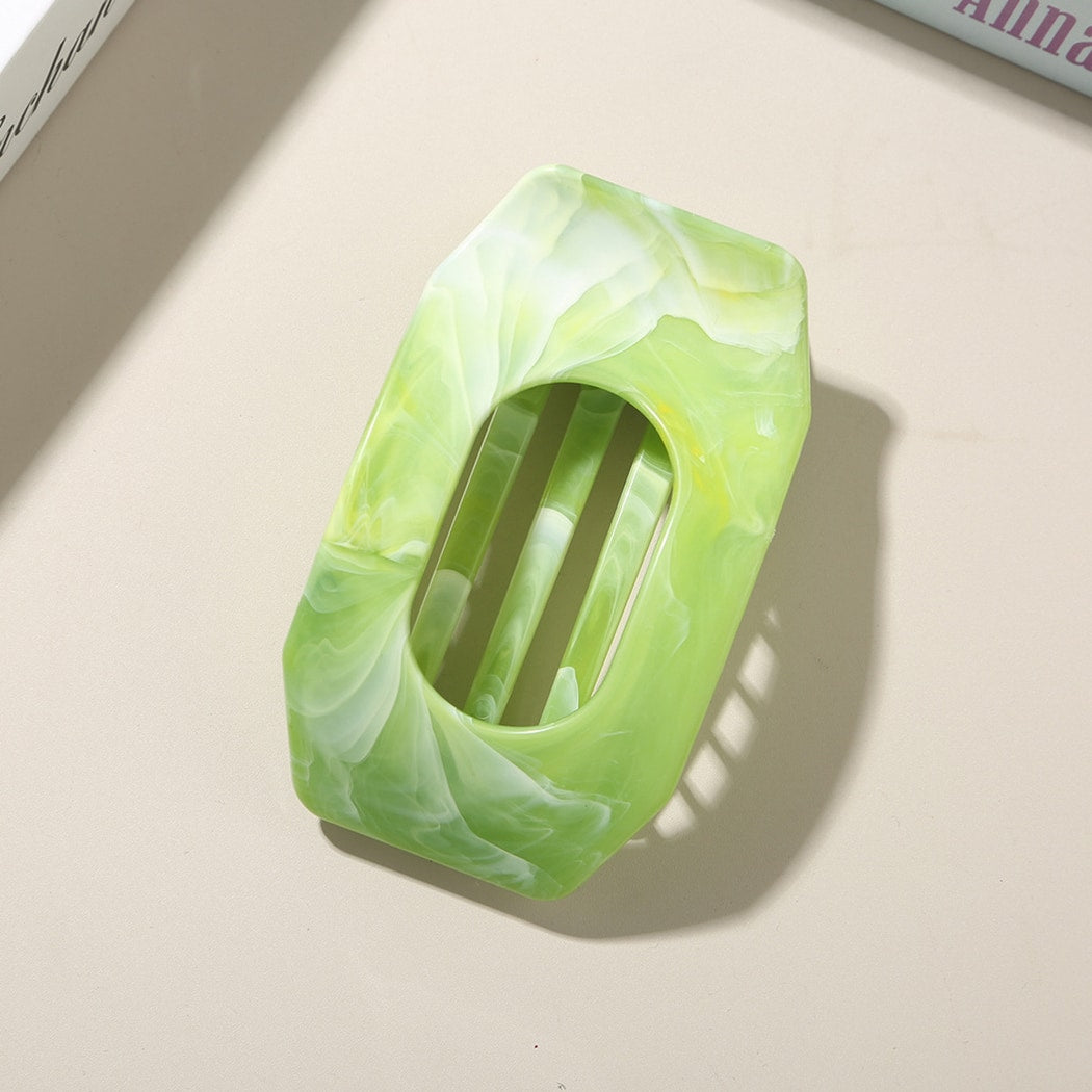 Beau - Marble Pattern Geometric Oval Hair Clip