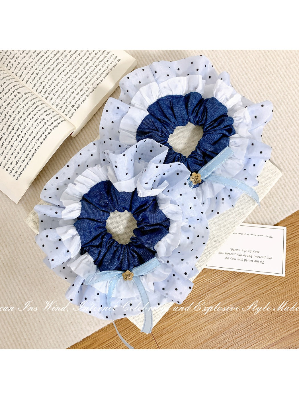 Gifty - Blue Polka Dot Scrunchie