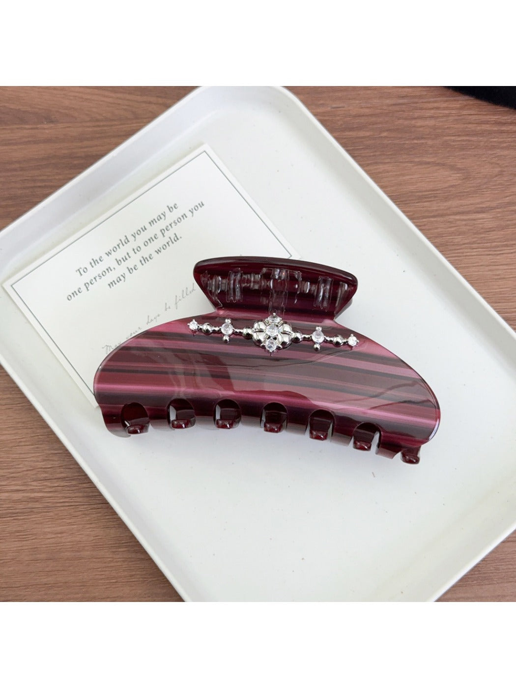 Beau - Striped Half Circle Hair Claw Clip