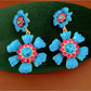 Earedge - Vintage Floral Rhinestone Dangle Earrings